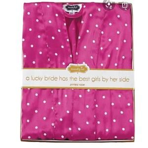 NIB Mud Pie Hot Pink and White Bridesmaid Robe Women's One Size